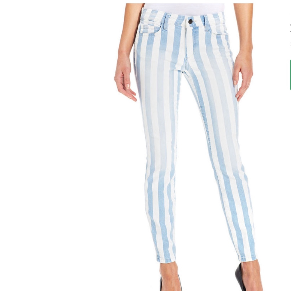Joe's Jeans Blue and White Striped Skinny Jeans